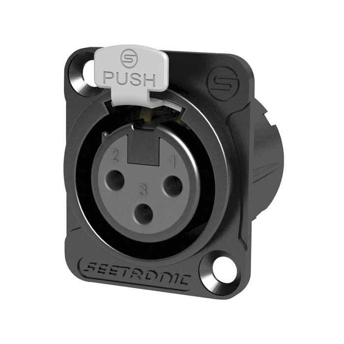 Seetronic XLR 3P Chassis, female Verzilverde contacten - zwarte behuizing