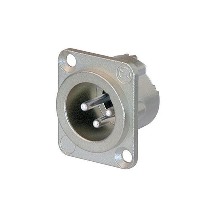 Neutrik XLR 3p. Chassis Male Zilveren contactpunten, nikkelen behuizing