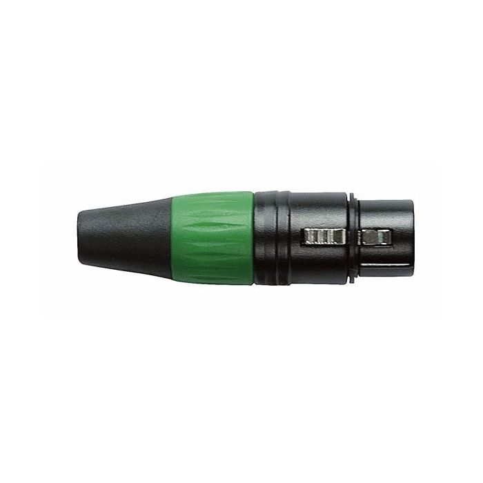 Dap XFK203BG 3 polige Female XLR connector zwart met Groene eindkap