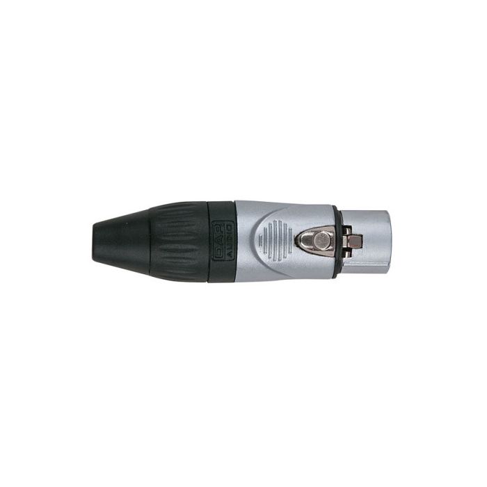 Dap XLR conector 3 polig female  X- Nikel met zwarte eindkap 