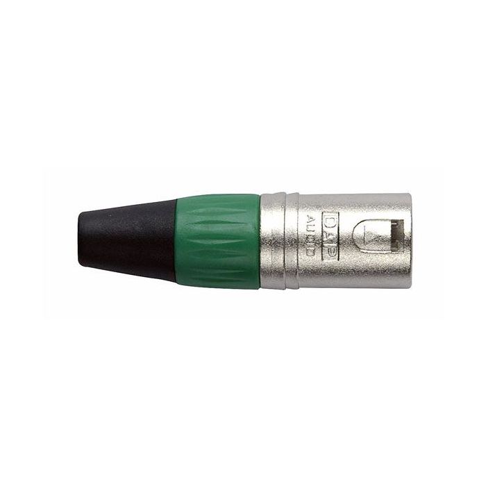 Dap XMK203NG XLR 3polig male xlr connector  nickel behuizing groene eindkap